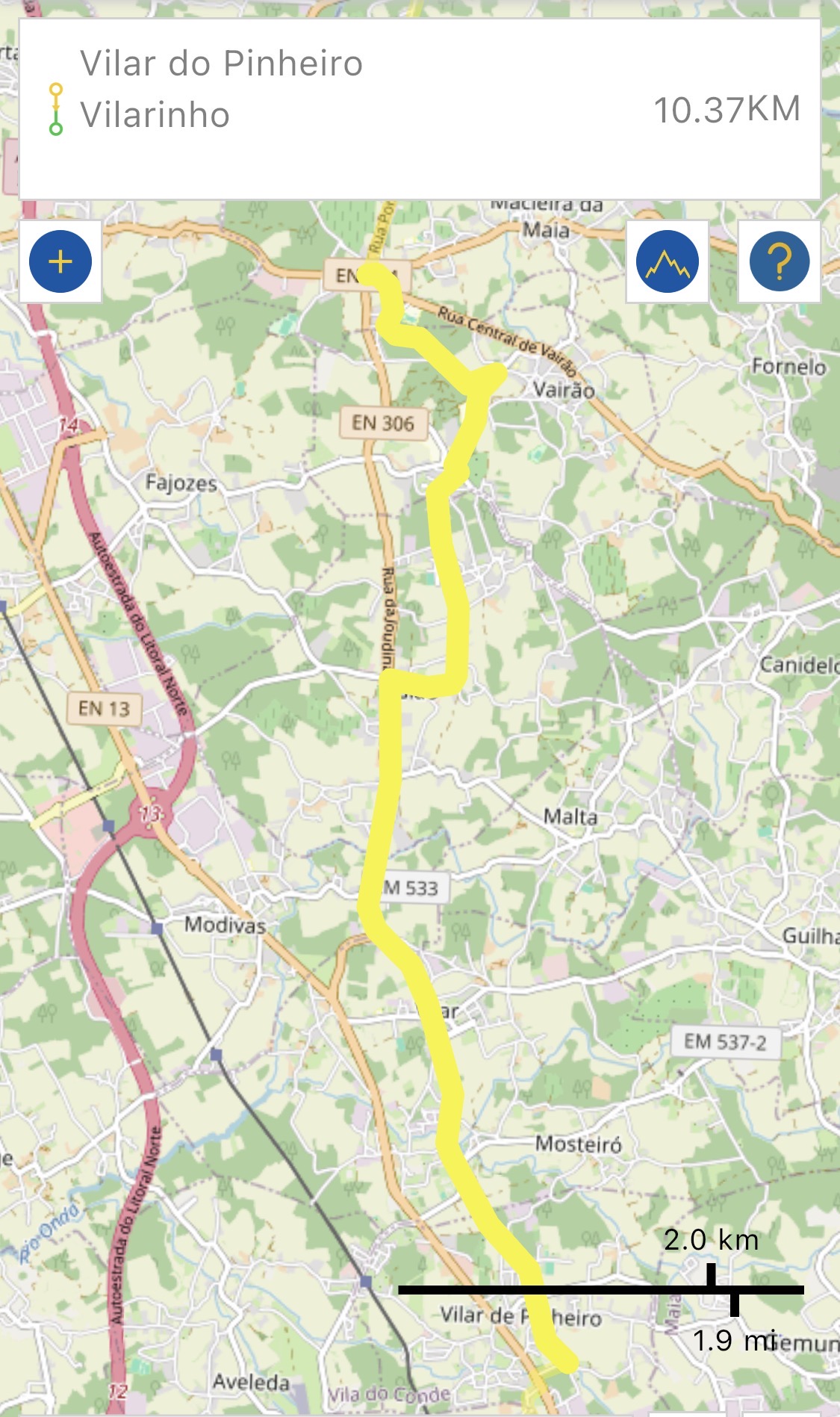 Routenplan von Mosteiró zur Kathedrale von Porto